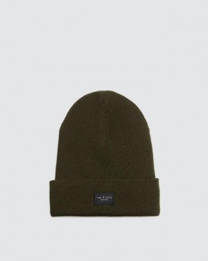 Rag & Bone Addison Beanie Wolle Hüte Damen Olivgrün | 341028-MUX