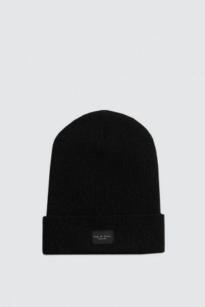 Rag & Bone Addison Beanie Wolle Hüte Herren Schwarz | 451832-EKL