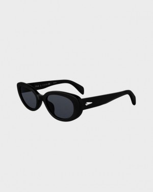 Rag & Bone Ann Oval Sonnenbrille Damen Schwarz | 942503-FQE