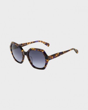 Rag & Bone Annalise Geometric Sonnenbrille Damen Braun Blau | 014869-PMT