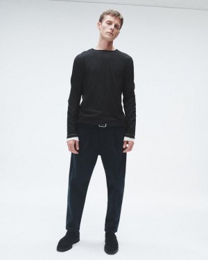 Rag & Bone Banks Double Faced Long Sleeve Tee Baumwoll Pullover Herren Schwarz | 721843-QET