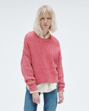 Rag & Bone Edie Baumwoll Crew Oversized Fit Pullover Damen Rosa Mehrfarbig | 013925-KFP