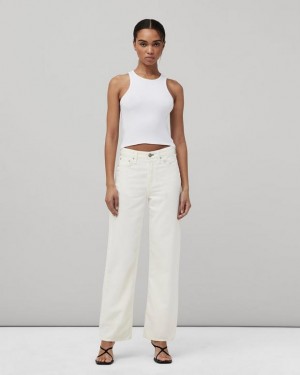 Rag & Bone Featherweight Logan Weite-Leg Mid-Rise Featherweight Jeans Damen Ecru | 265039-HXN