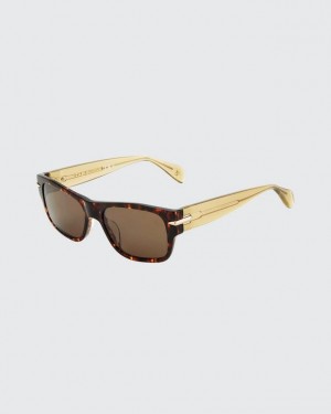 Rag & Bone Fleetwood Square Sonnenbrille Herren Havana | 379062-FNH