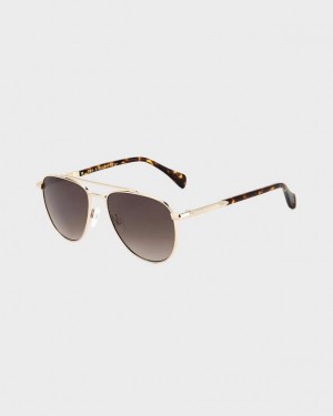 Rag & Bone Lana Aviator Sonnenbrille Damen Gold Braun | 205794-EUH