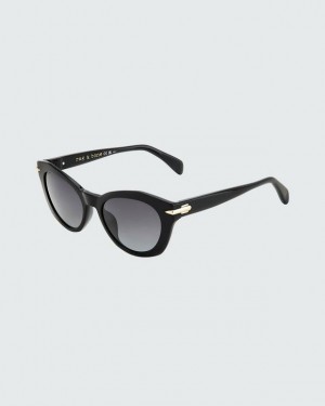 Rag & Bone Lily Square Sonnenbrille Damen Schwarz | 537691-UPY