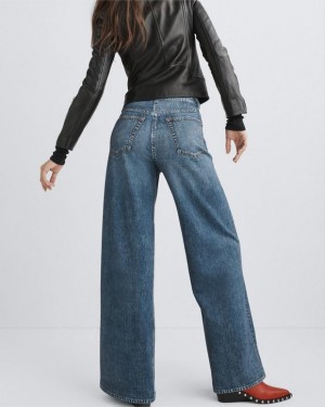 Rag & Bone Miramar Sofie Full Length Weite-Leg Trompe L'oeil Baumwoll Jeans Damen Kimber | 784539-ULR