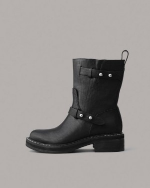 Rag & Bone RB Moto - Leder Moto Stiefel Damen Schwarz | 047615-ZTB