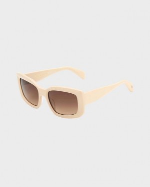 Rag & Bone Sofie Rectangular Sonnenbrille Damen Beige | 094685-IYL