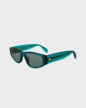 Rag & Bone Soren Oval Sonnenbrille Damen Türkis | 437502-MNO