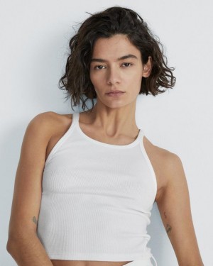 Rag & Bone The Essential Rib String Tank Rib Baumwoll T-Shirt Damen Weiß | 541063-UJF