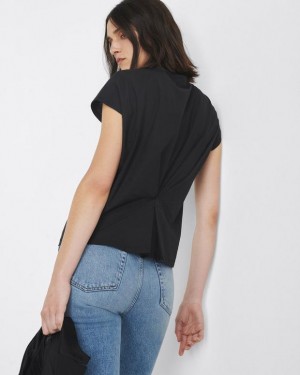 Rag & Bone The Slub Falten Tee Organic Pima Baumwoll T-Shirt Damen Schwarz | 605132-SLQ