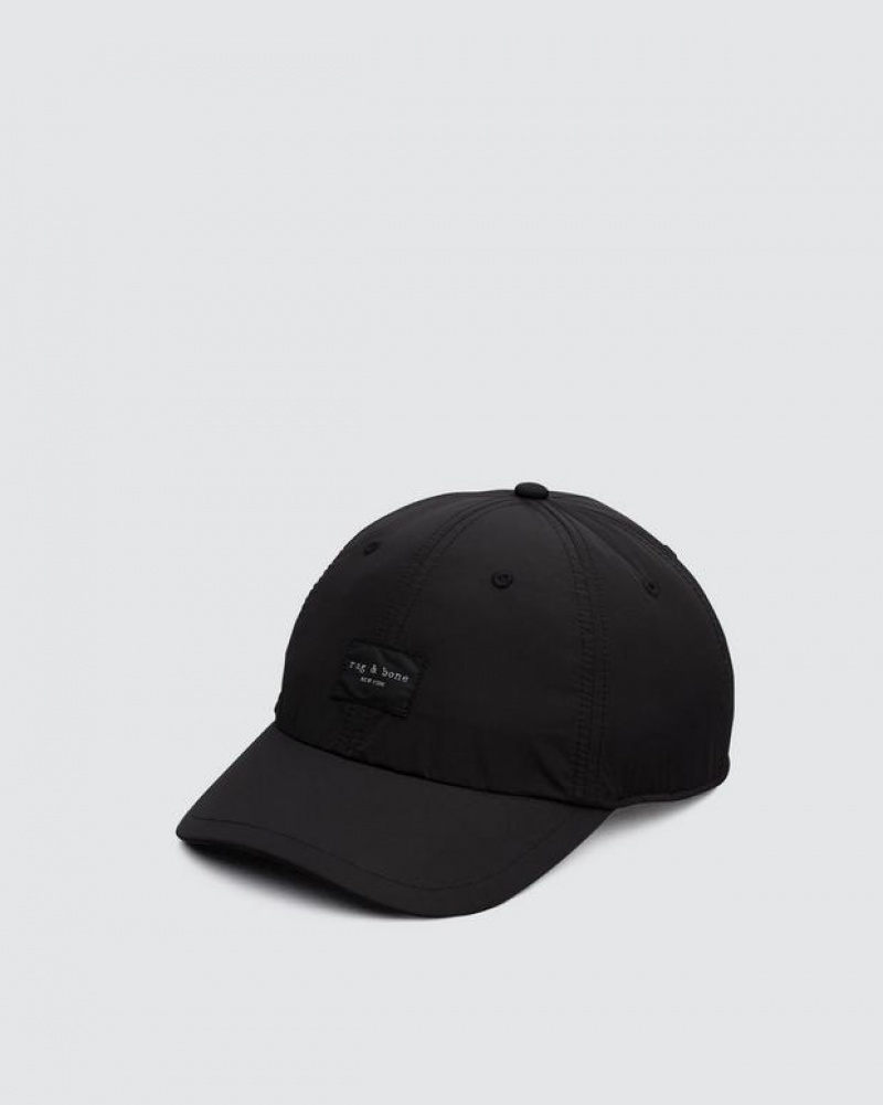 Rag & Bone Addison Baseball Cap Recycled Materials Hüte Herren Schwarz | 290387-ULS