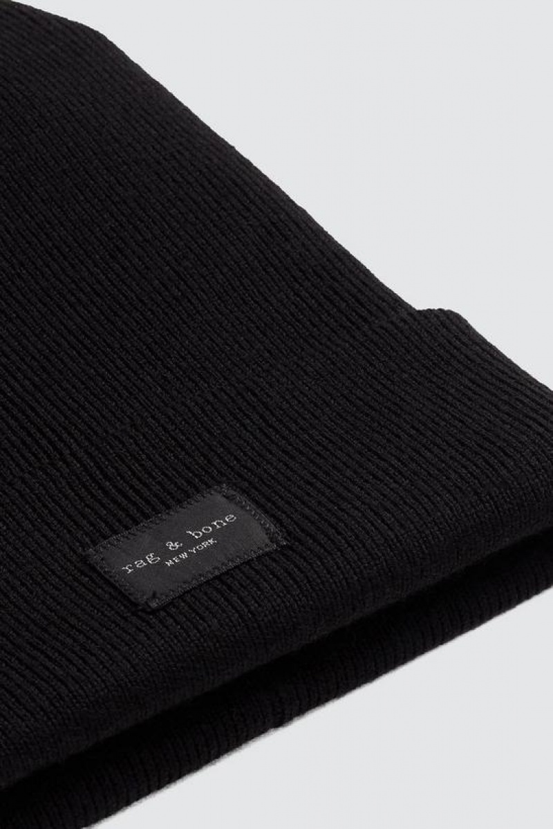 Rag & Bone Addison Beanie Wolle Hüte Damen Schwarz | 274861-YMF