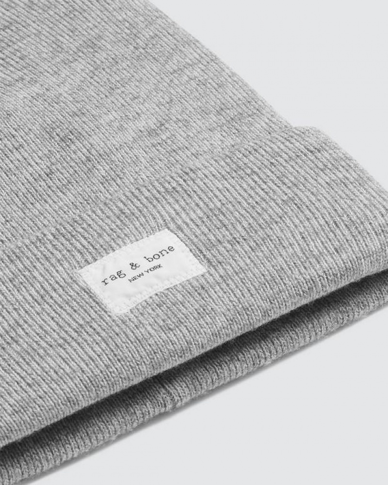 Rag & Bone Addison Beanie Wolle Hüte Damen Grau | 075419-EXW