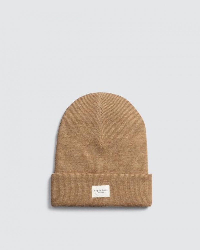 Rag & Bone Addison Beanie Wolle Hüte Herren Braun | 018432-RLY