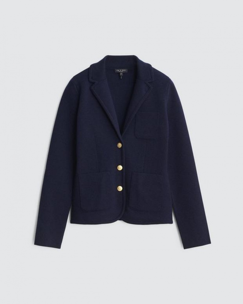 Rag & Bone Alex Merino Wolle Blazer Damen Navy | 563104-ANU