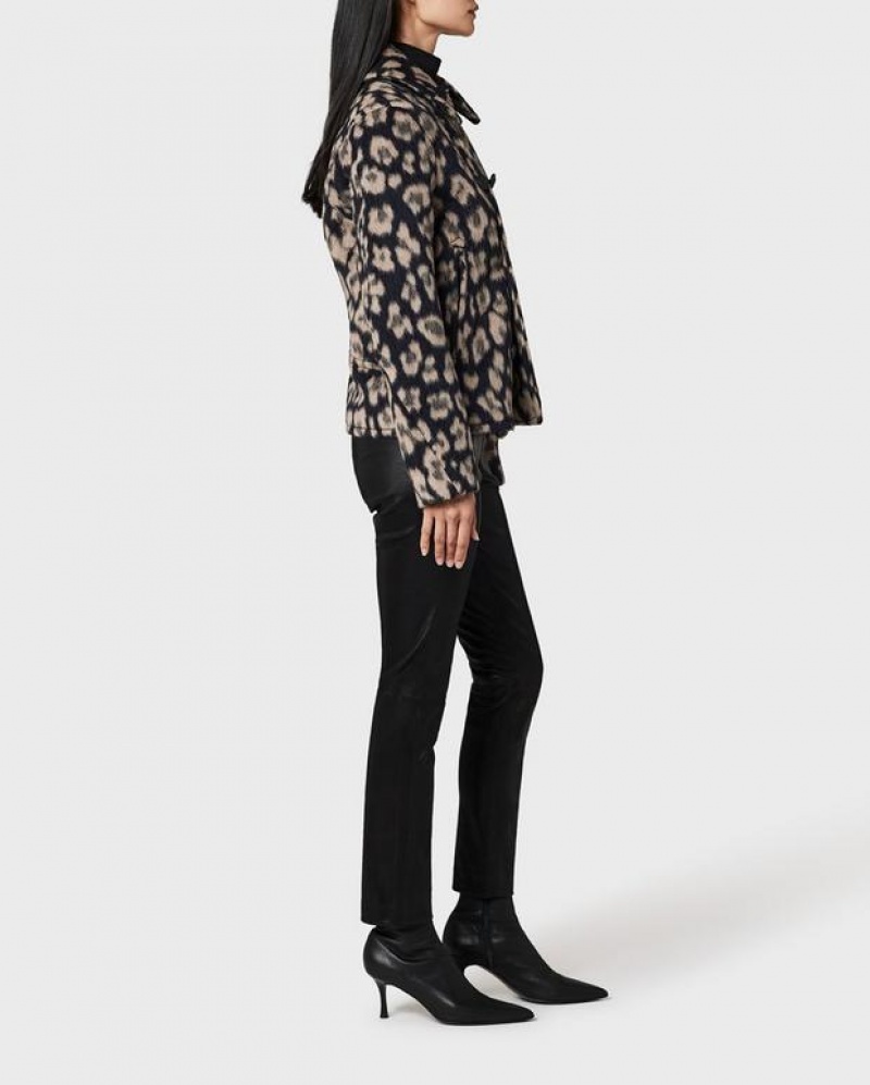 Rag & Bone Alfie Leopard Wolle Alpaca Peacoat Klassische Fit Mäntel Damen Cheetah | 897621-CZS