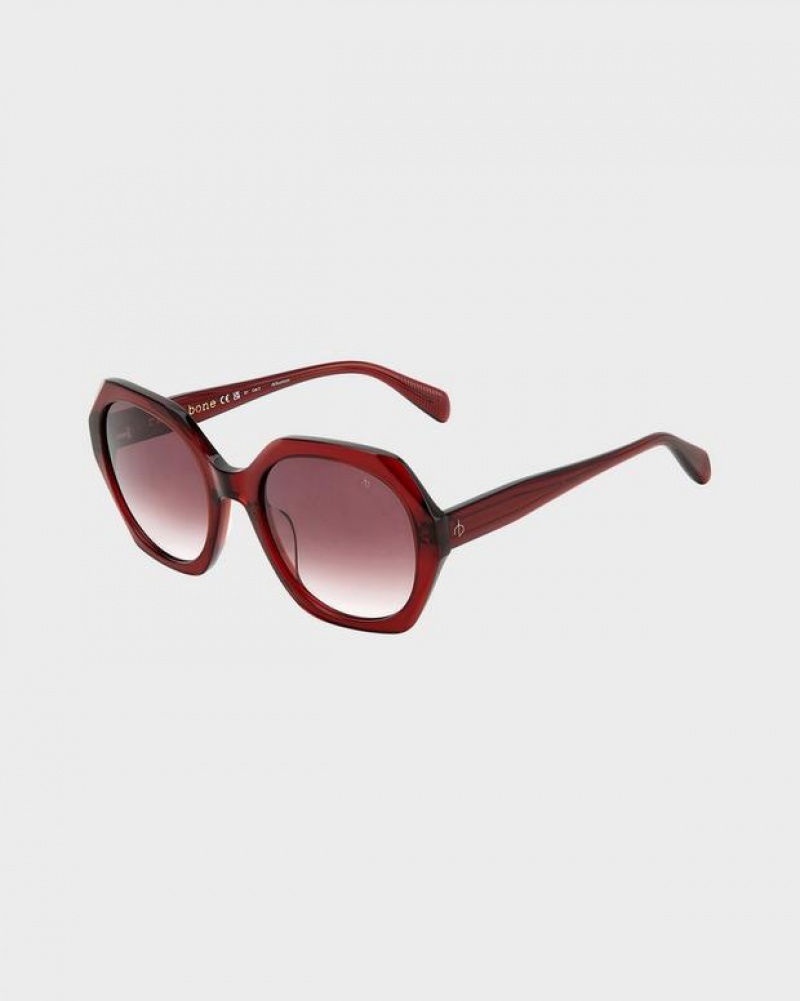 Rag & Bone Annalise Geometric Sonnenbrille Damen Bordeaux | 413750-NLZ