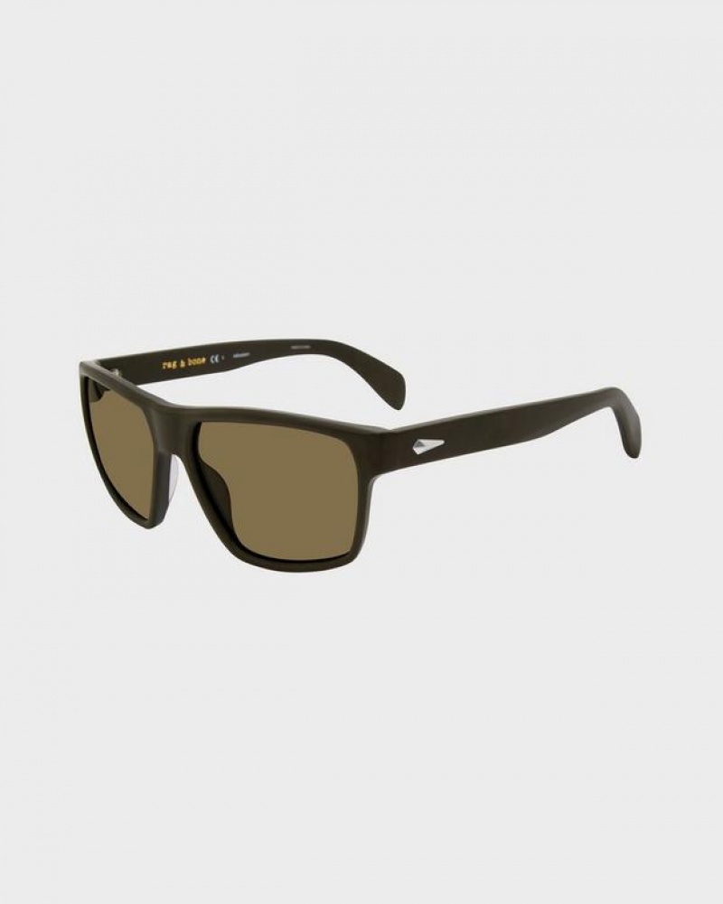 Rag & Bone Aron Rectangular Sonnenbrille Herren Grün | 603279-DQV