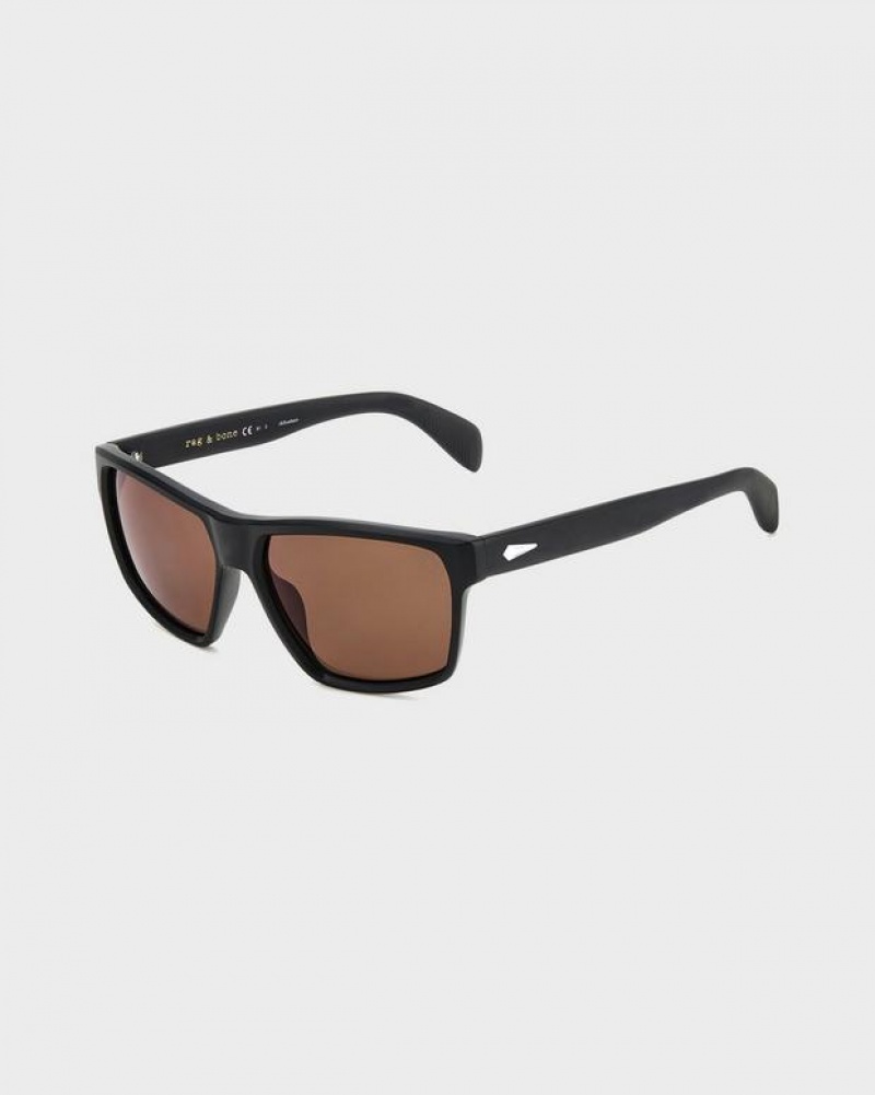 Rag & Bone Aron Rectangular Sonnenbrille Herren Schwarz | 506781-ZXF