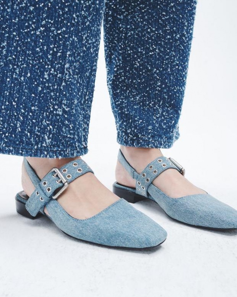 Rag & Bone Astra Slingback - Denim Mary-Jane Flache Schuhe Damen Blau | 361728-BPZ