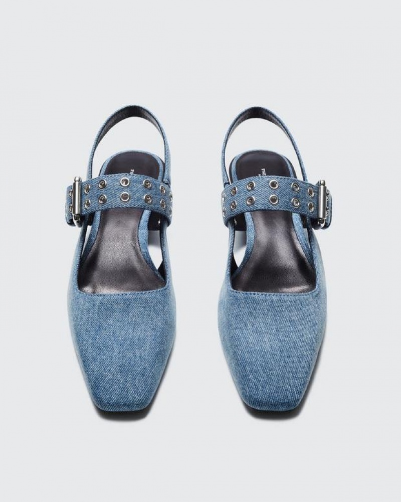 Rag & Bone Astra Slingback - Denim Mary-Jane Flache Schuhe Damen Blau | 361728-BPZ