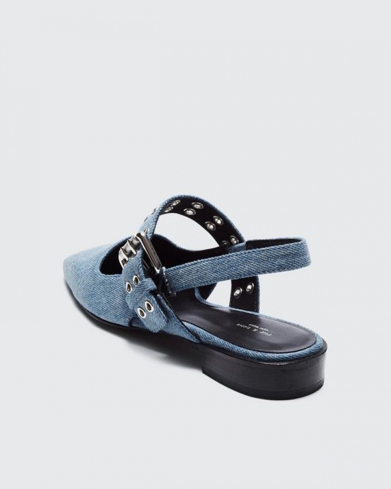 Rag & Bone Astra Slingback - Denim Mary-Jane Flache Schuhe Damen Blau | 361728-BPZ