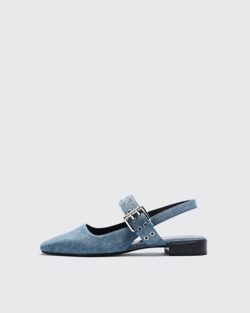 Rag & Bone Astra Slingback - Denim Mary-Jane Flache Schuhe Damen Blau | 361728-BPZ