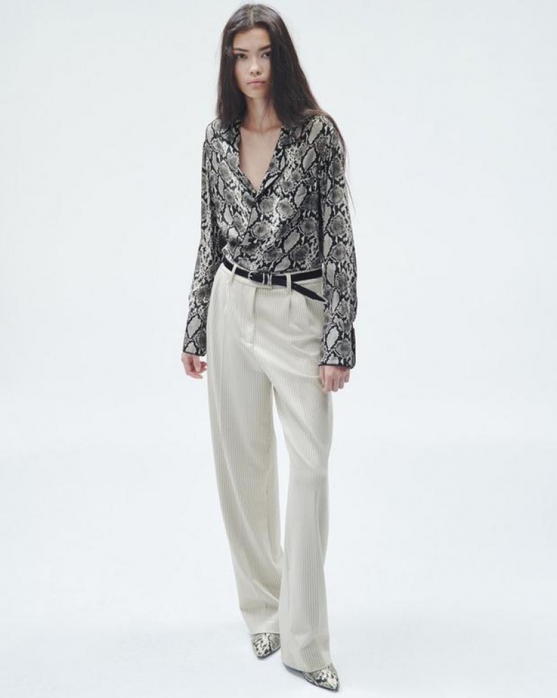 Rag & Bone Aurora Printed Silk Relaxed Fit Button Down Oberteile Damen Schlangenoptik | 986170-JZI