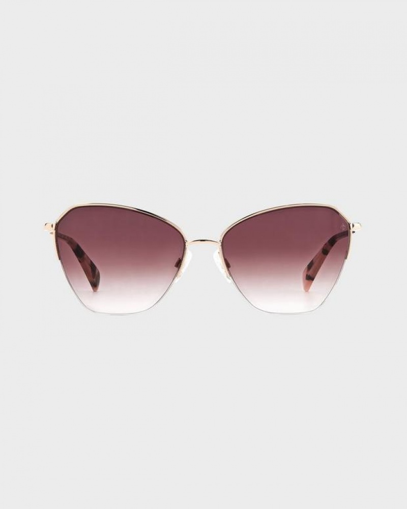 Rag & Bone Avery Sonnenbrille Damen Rot Gold | 294718-NTI