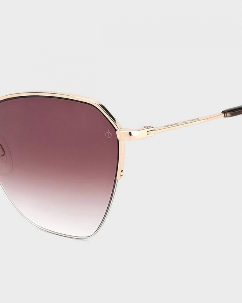 Rag & Bone Avery Sonnenbrille Damen Rot Gold | 294718-NTI