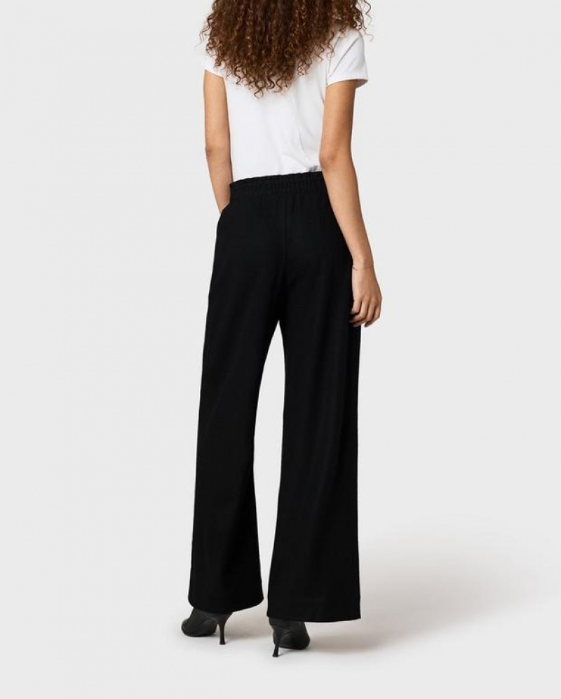 Rag & Bone Bailey Wolle Relaxed Fit Hose Damen Schwarz | 291460-VEX