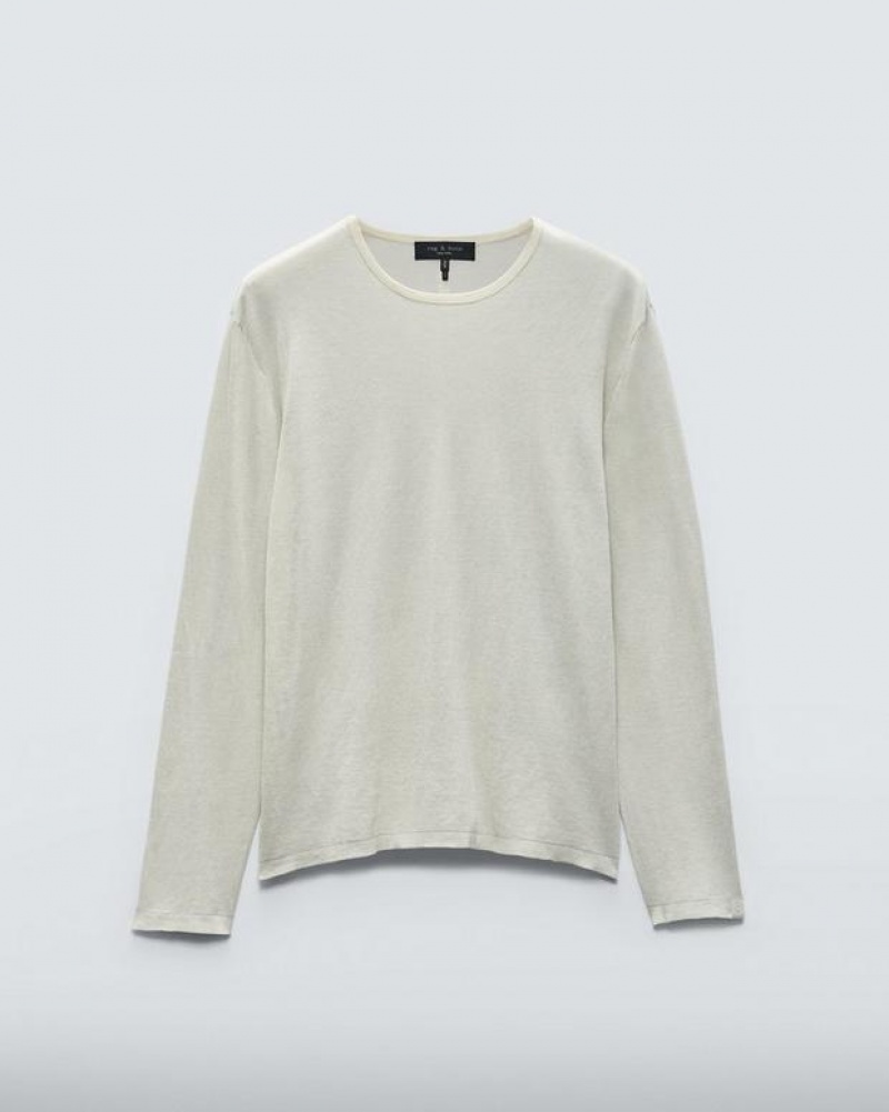 Rag & Bone Banks Double Faced Long Sleeve Tee Baumwoll Pullover Herren Turtledove | 839045-EZB