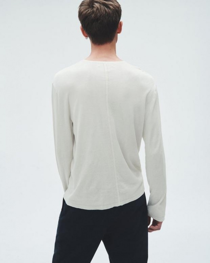 Rag & Bone Banks Double Faced Long Sleeve Tee Baumwoll Pullover Herren Turtledove | 839045-EZB