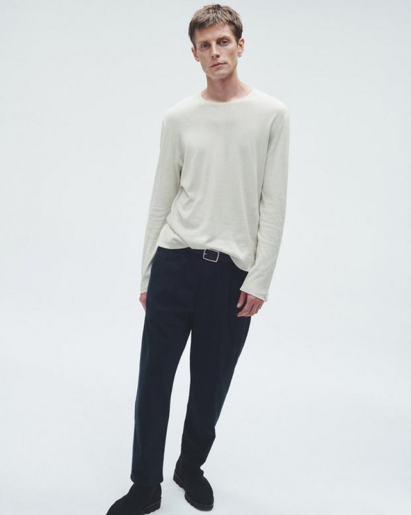 Rag & Bone Banks Double Faced Long Sleeve Tee Baumwoll Pullover Herren Turtledove | 839045-EZB