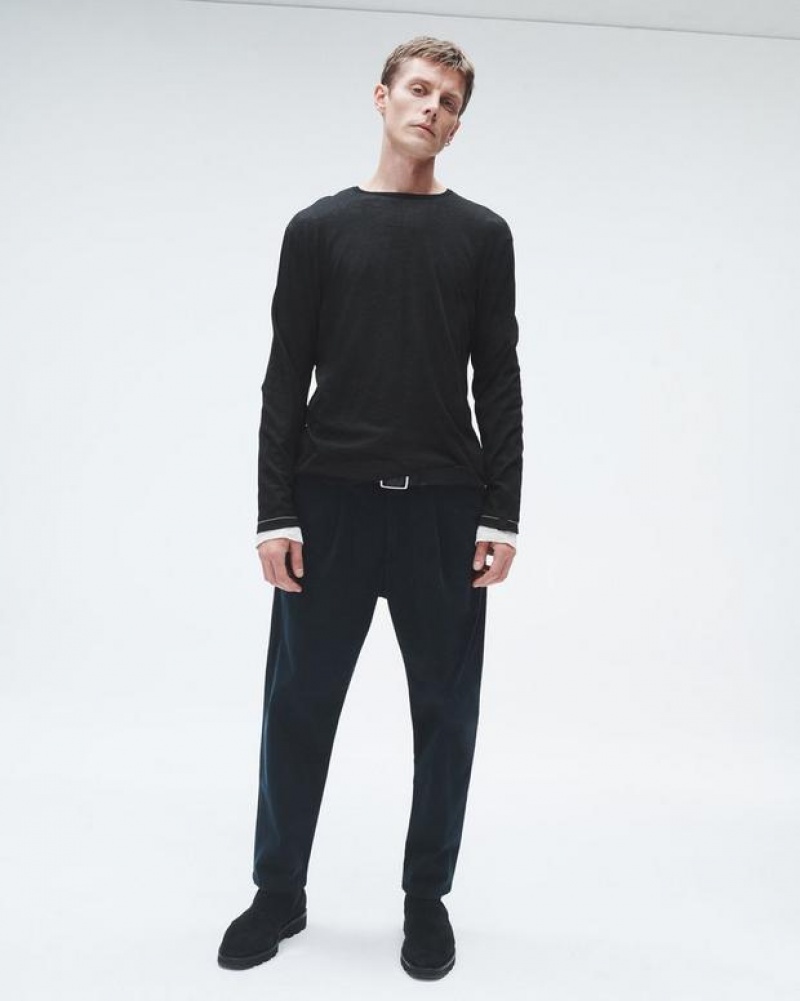 Rag & Bone Banks Double Faced Long Sleeve Tee Baumwoll Pullover Herren Schwarz | 721843-QET