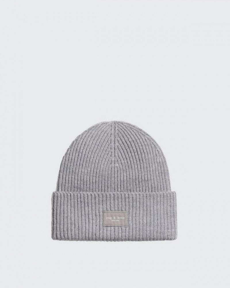 Rag & Bone Blake Beanie Wolle Hüte Damen Grau | 740835-ABO