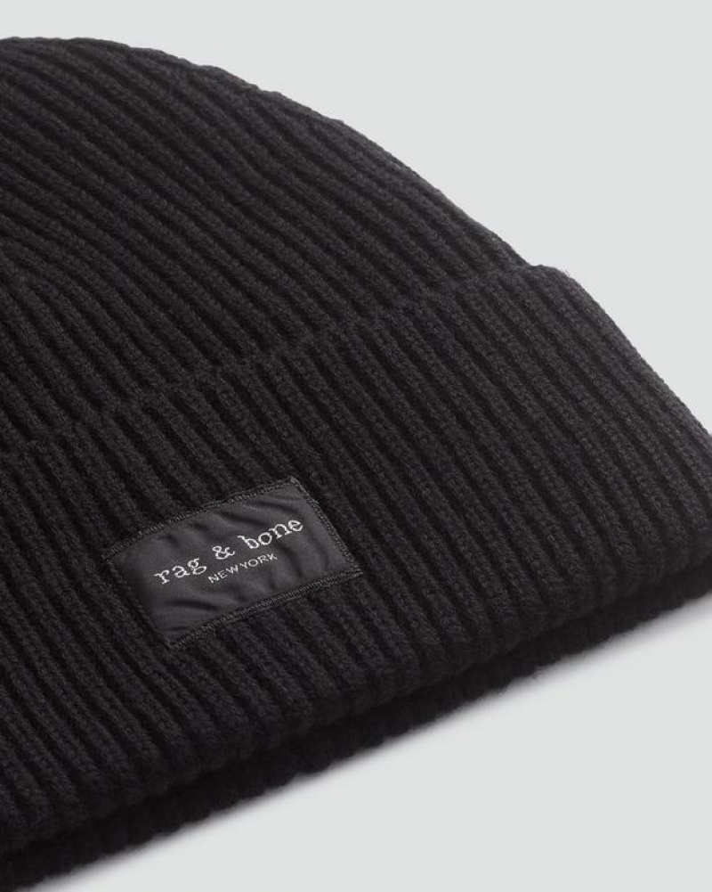 Rag & Bone Blake Beanie Wolle Hüte Damen Schwarz | 986405-TJR