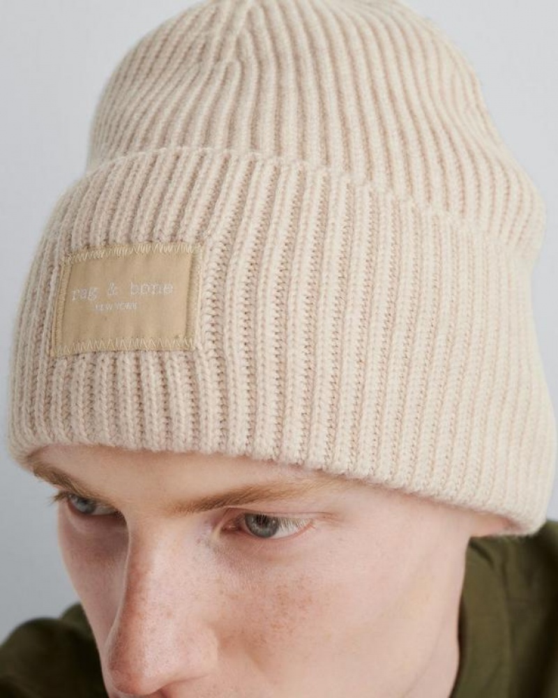 Rag & Bone Blake Beanie Wolle Hüte Damen Weiß | 074186-RCW