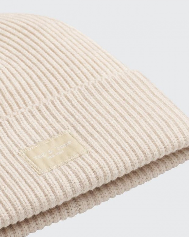 Rag & Bone Blake Beanie Wolle Hüte Damen Weiß | 074186-RCW