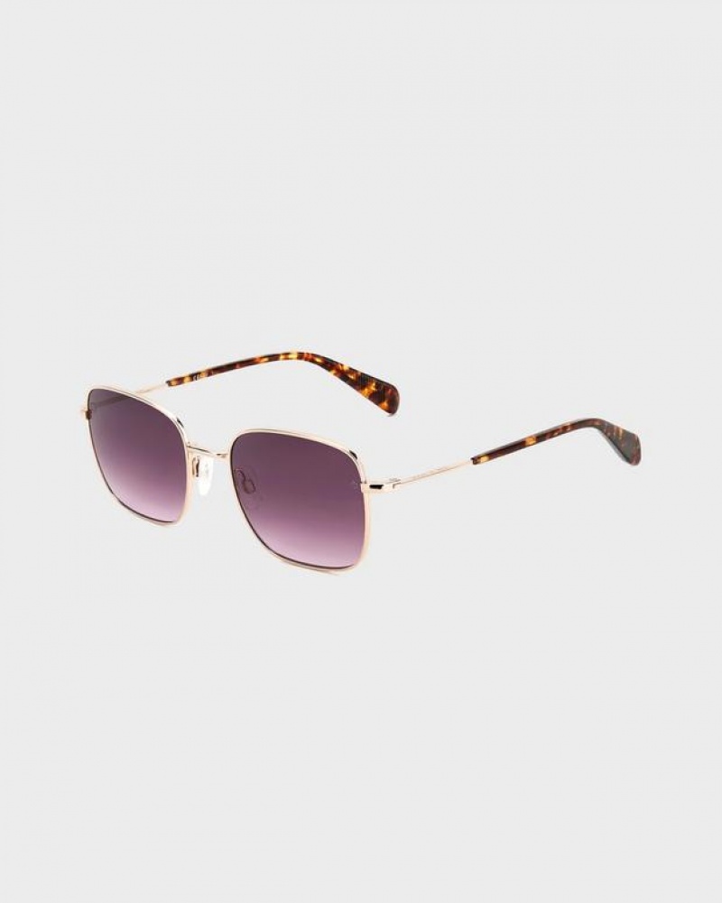 Rag & Bone Breton Square Sonnenbrille Herren Rot Gold | 512479-MYA