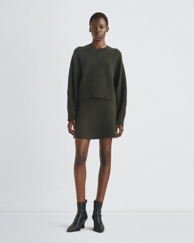 Rag & Bone Bridget Italian Wolle Mini Röcke Damen Army | 295163-GCL