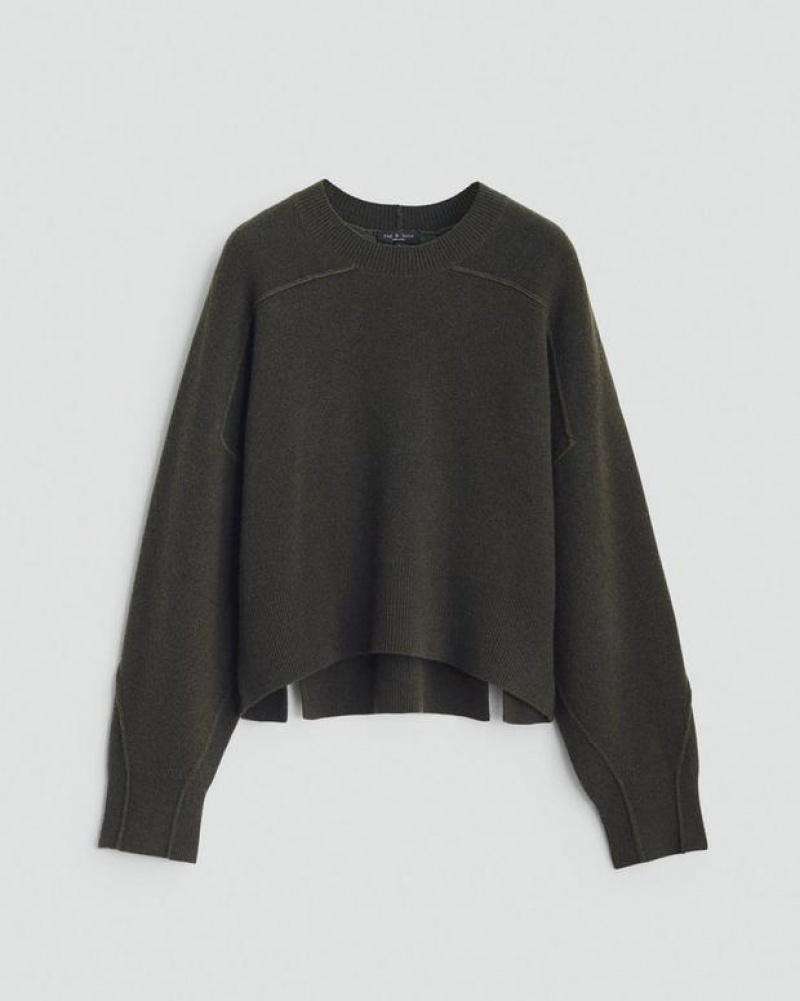 Rag & Bone Bridget Wolle Crew Oversized Fit Pullover Damen Army | 160895-UVA