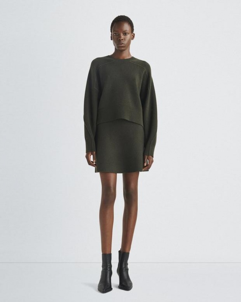 Rag & Bone Bridget Wolle Crew Oversized Fit Pullover Damen Army | 160895-UVA