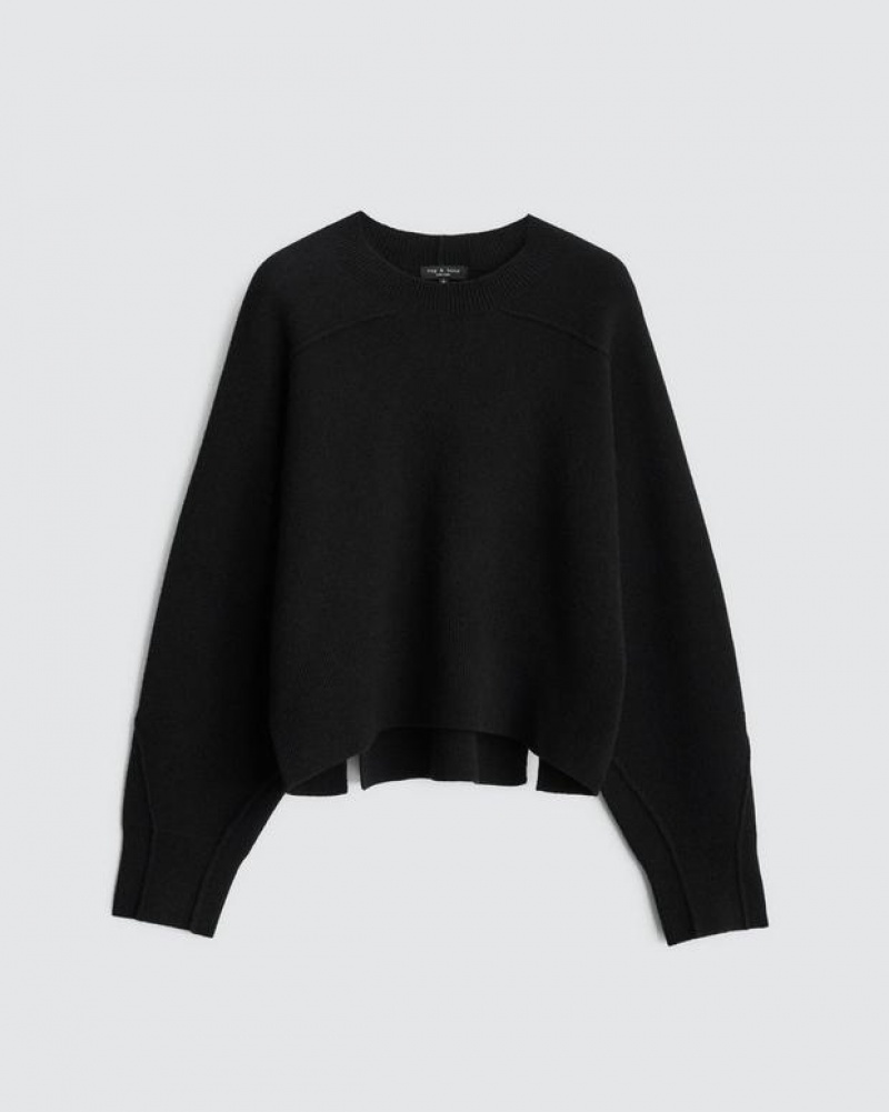 Rag & Bone Bridget Wolle Crew Oversized Fit Pullover Damen Schwarz | 865241-ODU