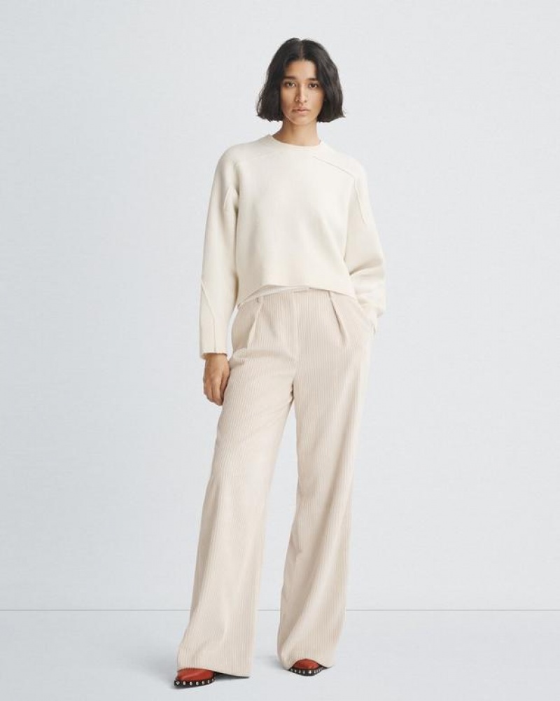 Rag & Bone Bridget Wolle Crew Oversized Fit Pullover Damen Weiß | 357248-XHC