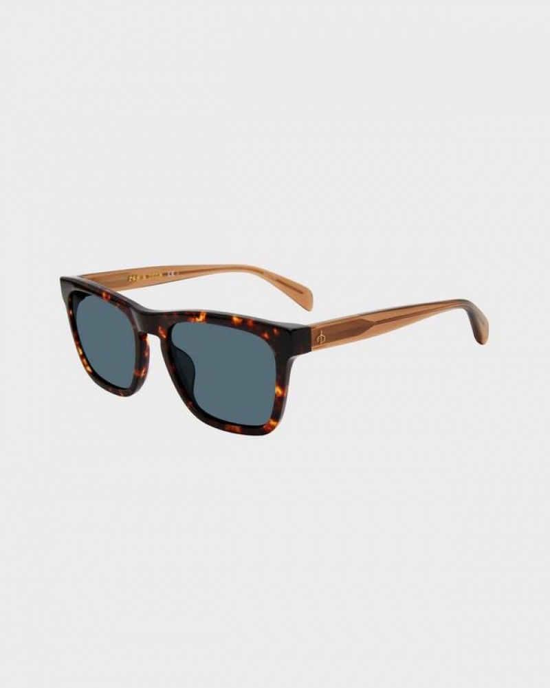 Rag & Bone Cameron Rectangular Sonnenbrille Herren Havana | 654370-PQF