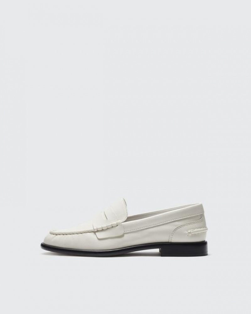 Rag & Bone Carter - Leder Penny Flache Schuhe Damen Weiß | 376501-FIJ