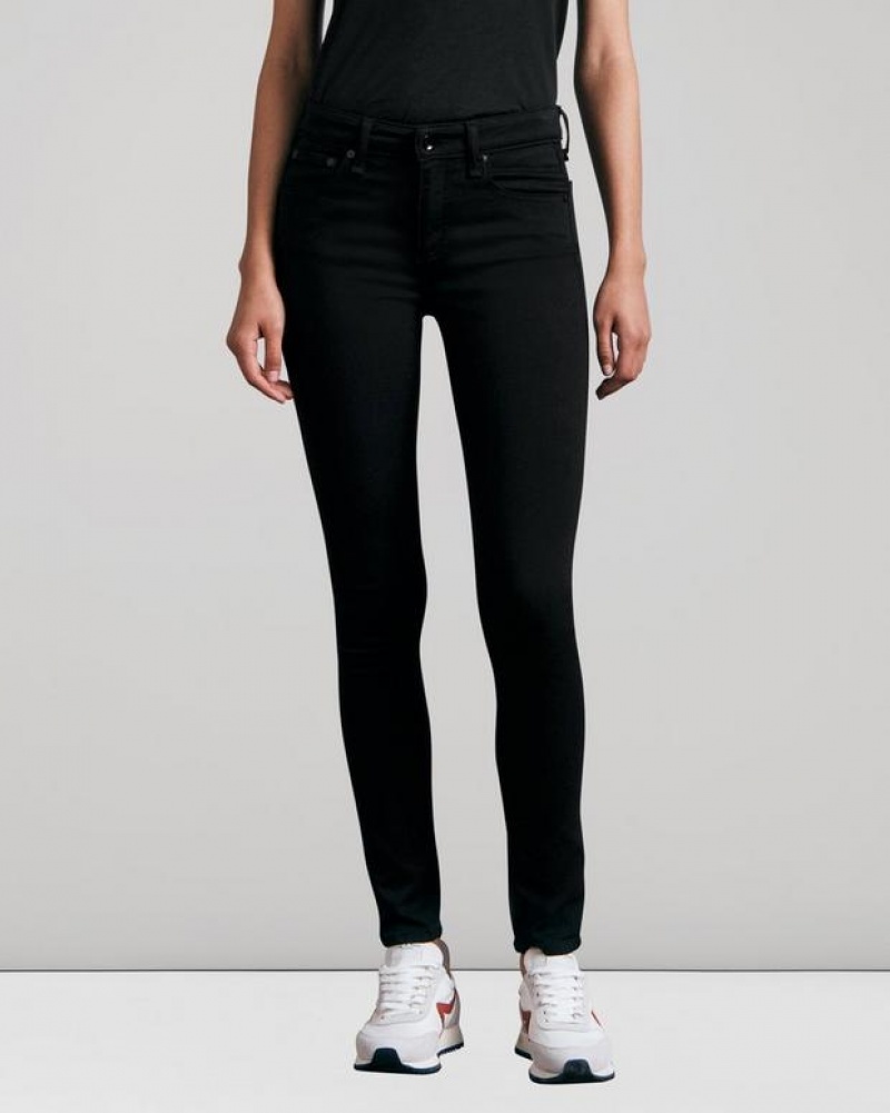 Rag & Bone Cate Schlank Mid-Rise Stretch Jeans Damen Schwarz | 987063-MLI